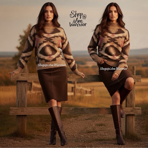 Banana Republic southwestern mock-neck wool pullover sweater *shop@ianwarrior - Picture 2 of 13